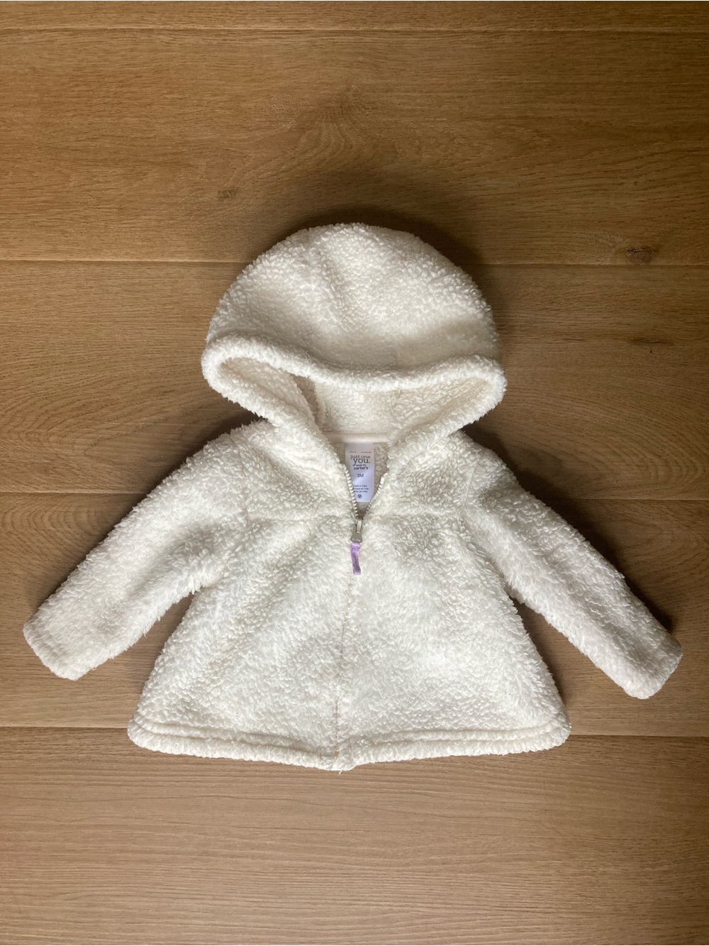 Carter's Creamy White Plush Hooded Zip Up Jacket